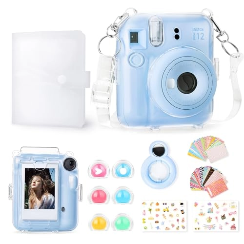 Clear Case - with Strap + Mini Photo Album - 80 Photos + Selfie Mirror + DIY Stickers - x2 + Color Filter - x4