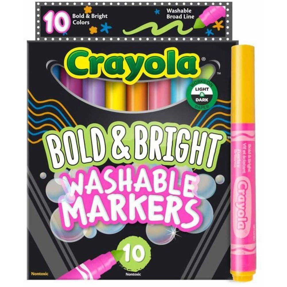 Bold & Bright Broad Line Washable Markers - Pack of 10 Conical tip