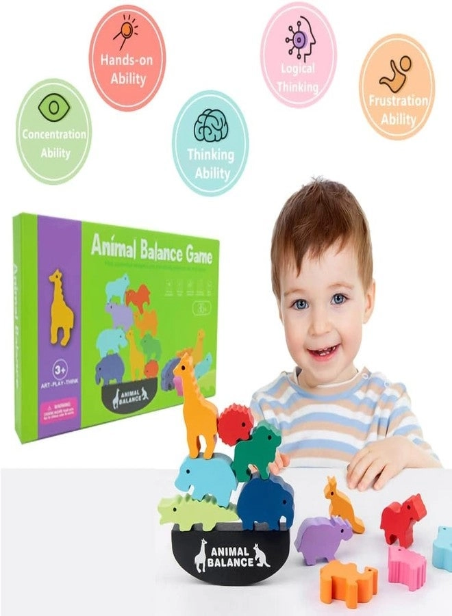 SHINETOY ENTERTAIN KIDS Wooden Animal Stacking Balance Game - 3 Years And Up 11 pieces