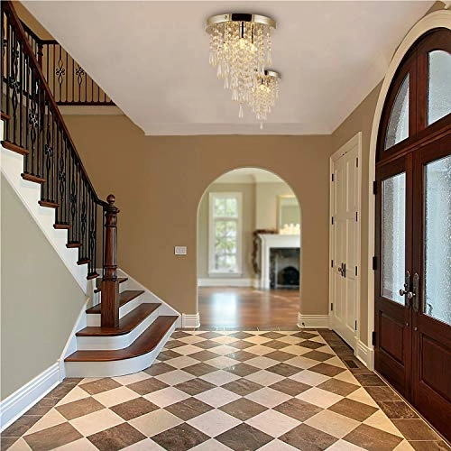 Mini Crystal Ceiling Chandelier - 3-Light Chrome Acrylic