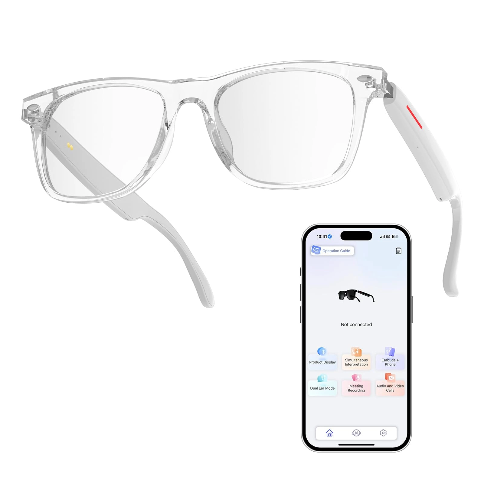 AI Smart Glasses - AI Translation 110+ Languages Bluetooth