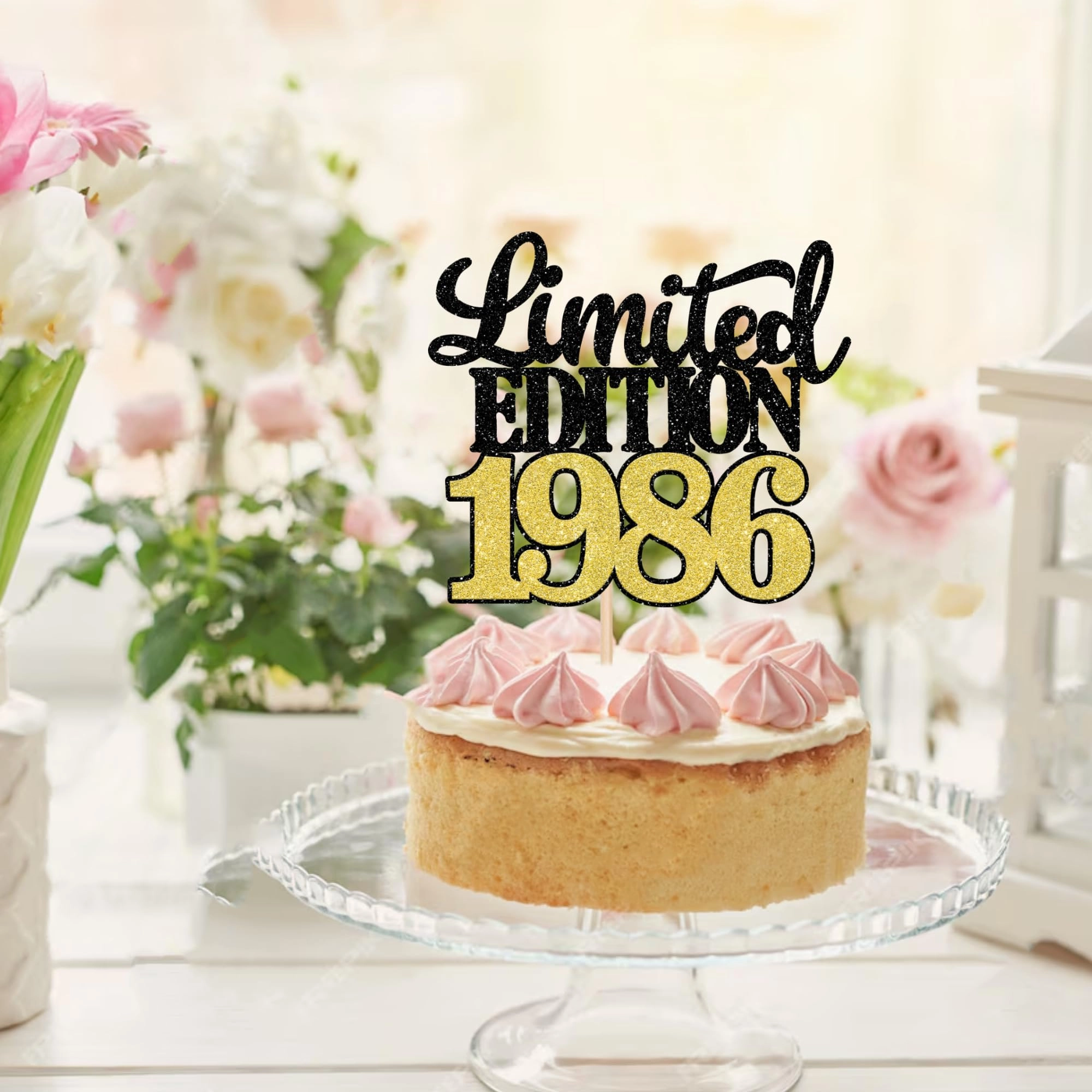 Limited Edition 1986 Cake Topper - 1.0 count Anniversary Birthday