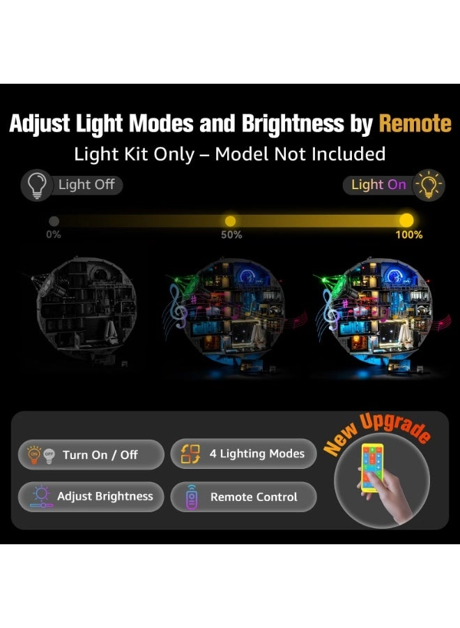 Light Up Kit - Compatible with Lego Death Star 75419 Original Sound Remote Control