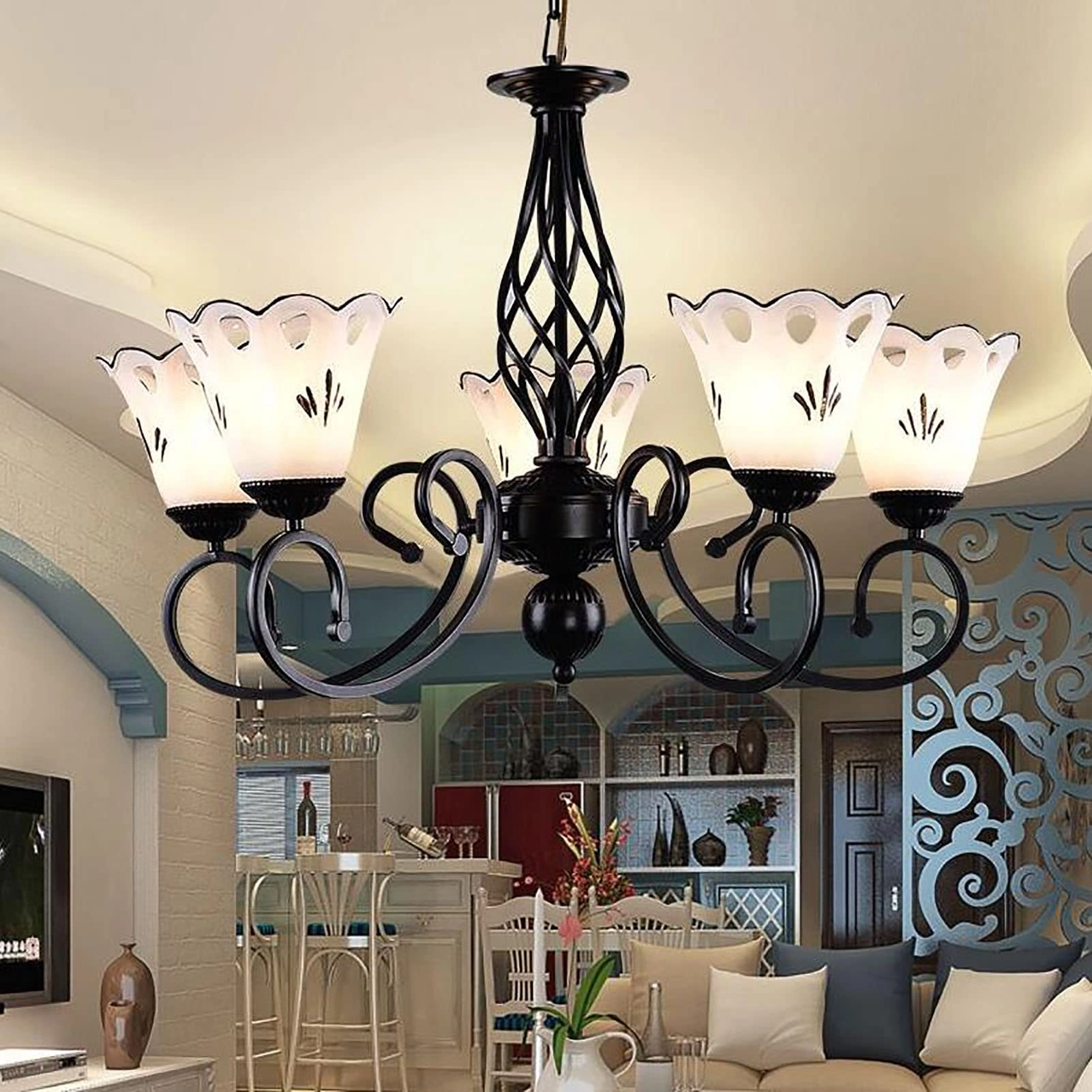 European Art Rustic Chandelier - Black 85*47cm