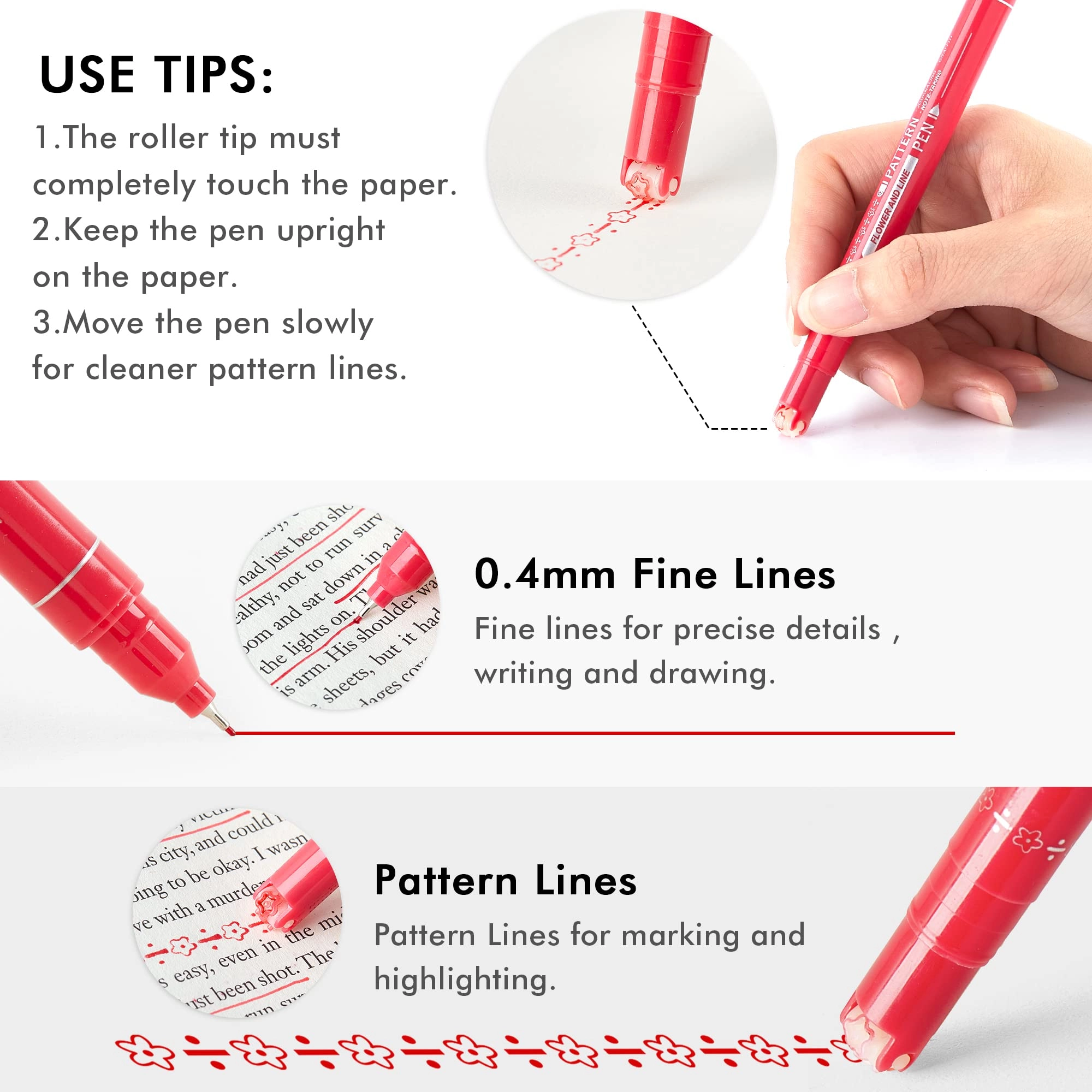 Curve Highlighter Pen - Multicolor Pattern Tip + Fine Tip