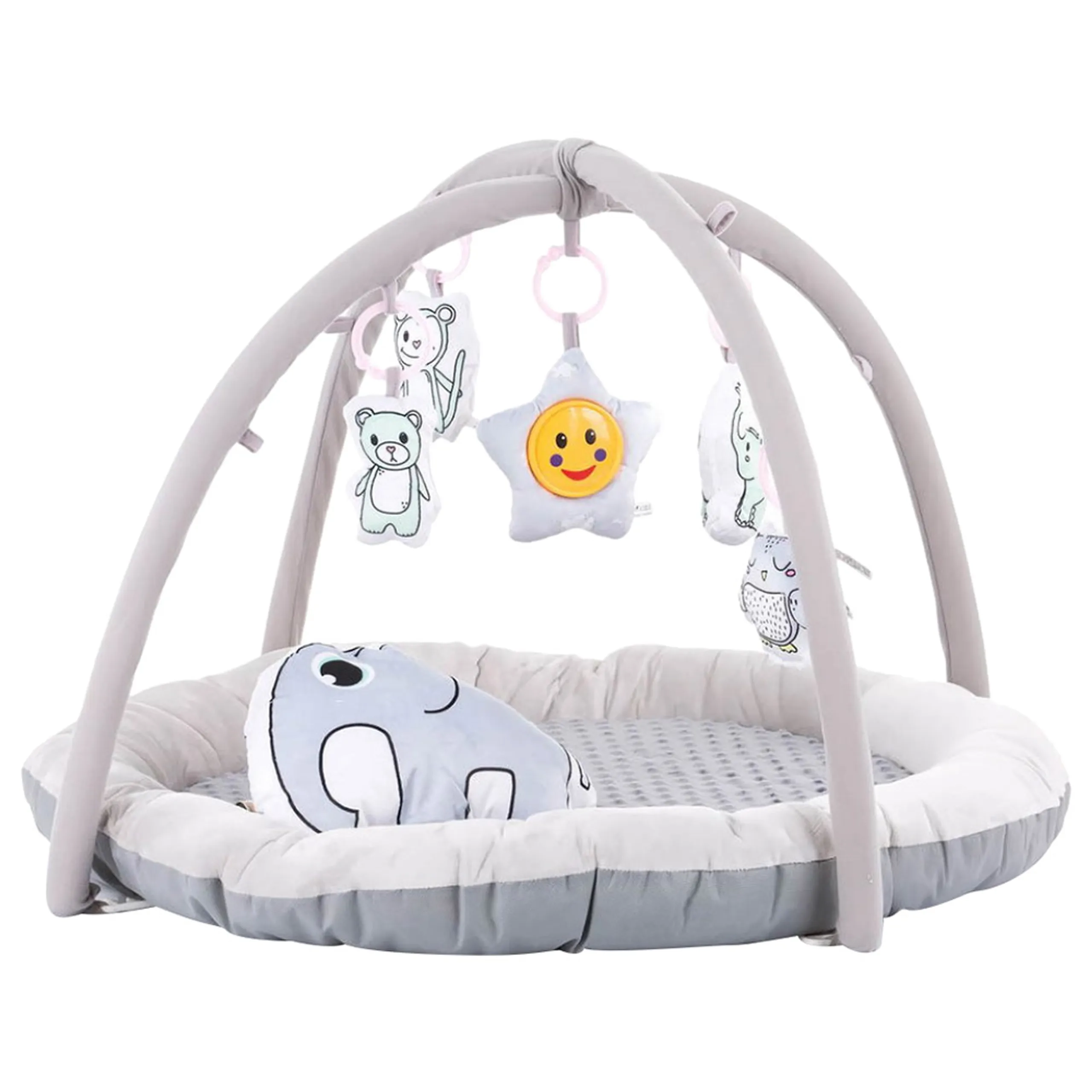 Little Angel Baby Round Comfy Gym Play Mat - Neutral Grey 3 months