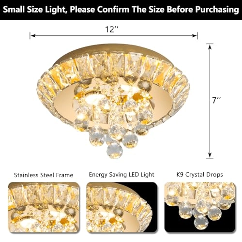 Crystal Ceiling Light - 12" W Remote Dimmable LED