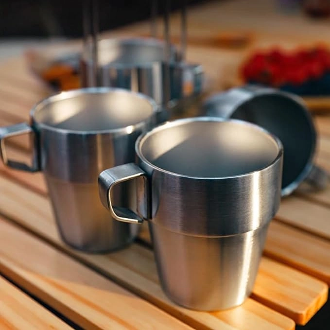 Stackable Reusable Cup - 4 pcs Rack and Mesh Carrying Bag