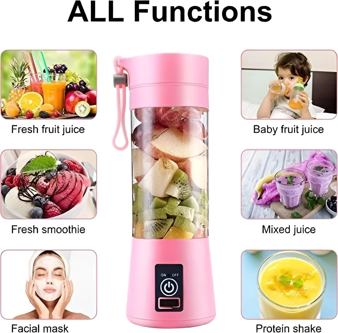 Rechargeable Hand Juicer - 6 Blade Portable USB