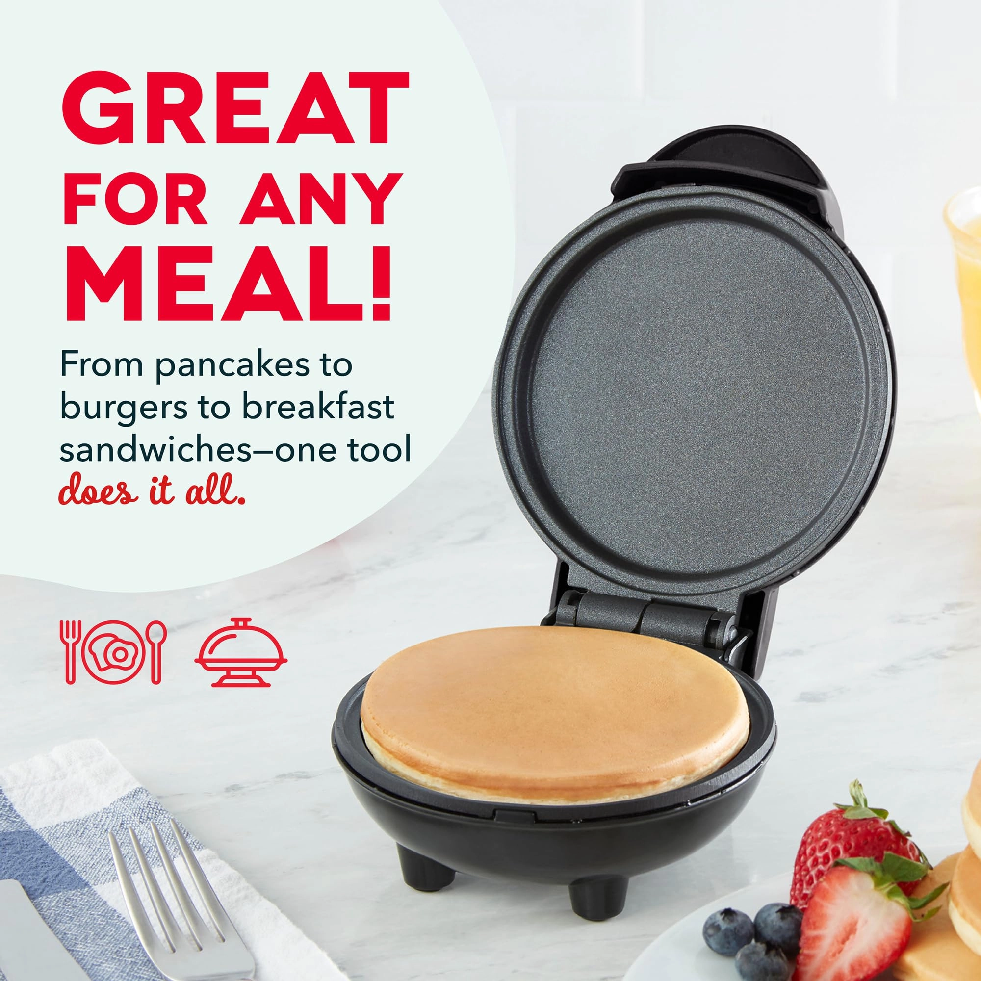 Mini Maker Electric Round Griddle - 4 Inch 350 watts Aqua