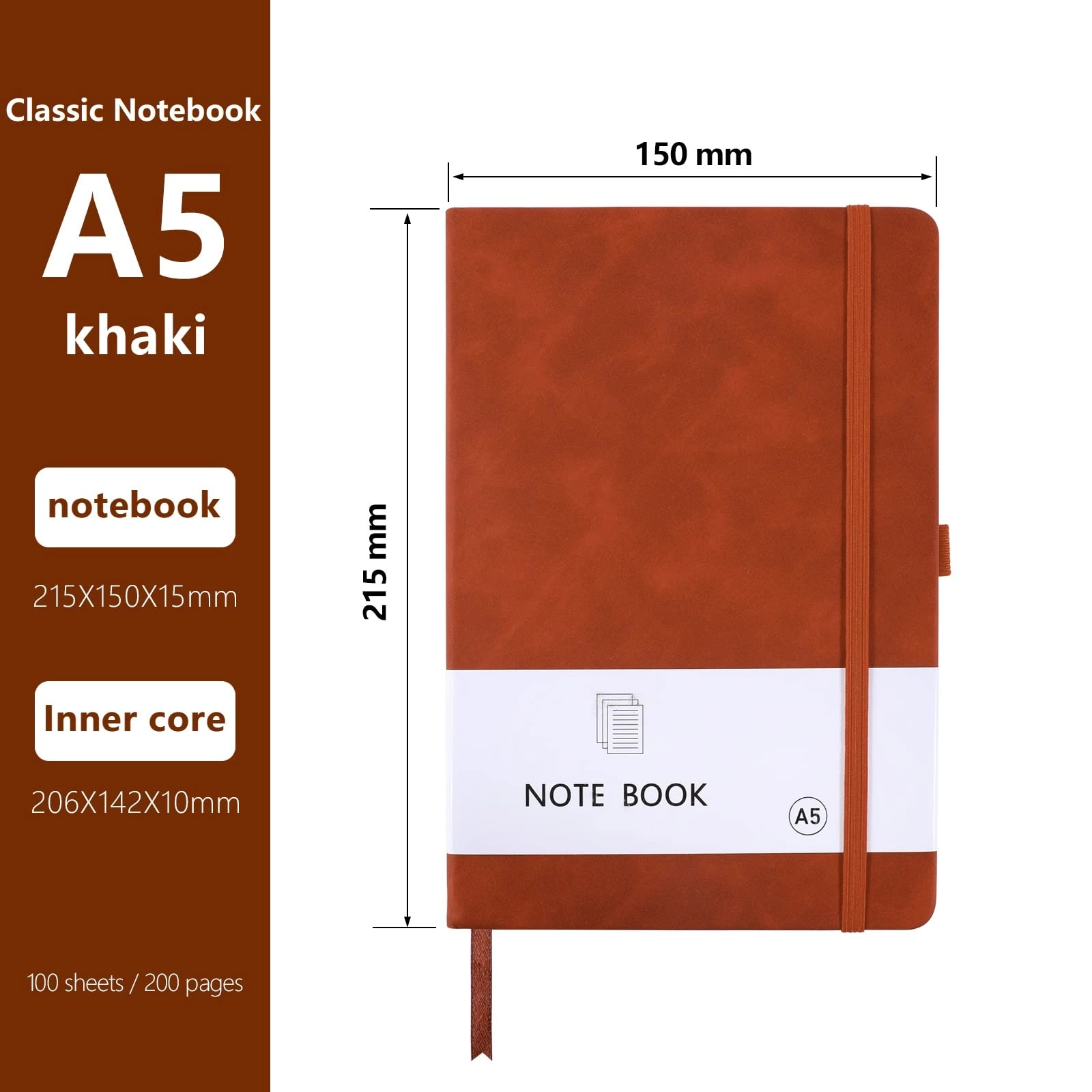 A5 Notebook A5 Hardcover - Lined 100 Sheets