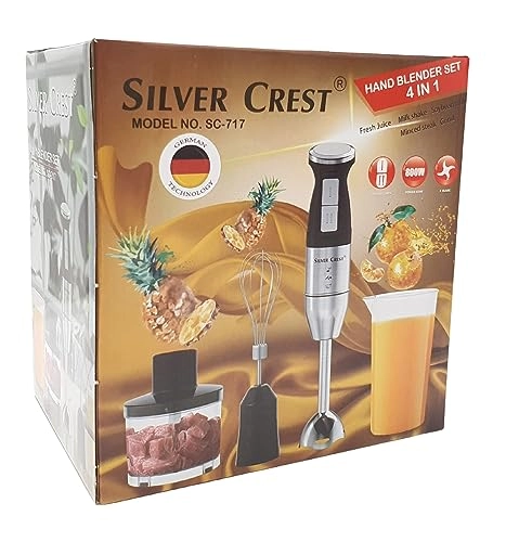 4 IN 1 HAND BLENDER - Two speed settings Pulse function Includes chopper & whisk