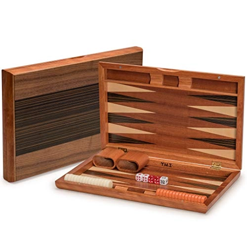 Wood Inlay Backgammon Game Set - Brown Acrylic