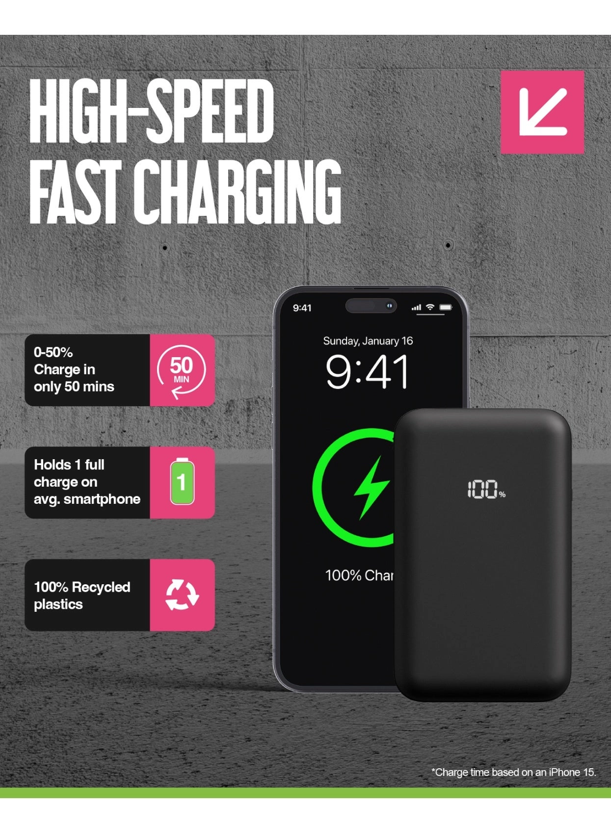 Eco Integrated Power Bank - 5000mAh 12 W