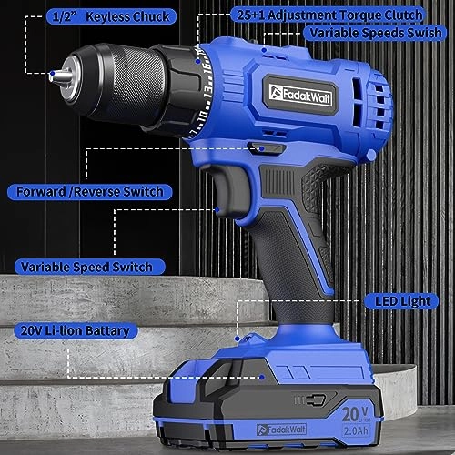 Cordless Drill Set - 2 Amp Hours 20 Volts