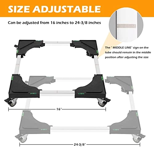 Furniture Dolly - Adjustable 16 inches to 24-3/8 inches 4 Locking Swivel Wheels