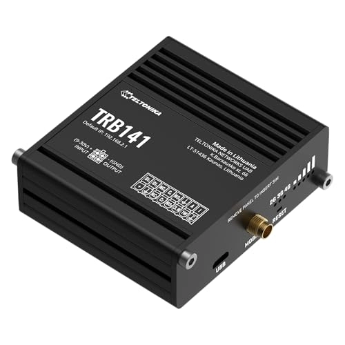 TRB141 - 4G (LTE) – Cat 1 up to 10 Mbps, 3G – Up to 42 Mbps, 2G – Up to 236.8 kbps 802.11ac