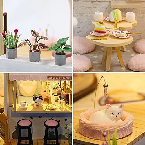Cat Cafe Wooden Miniature Dollhouse Kit - 1:24