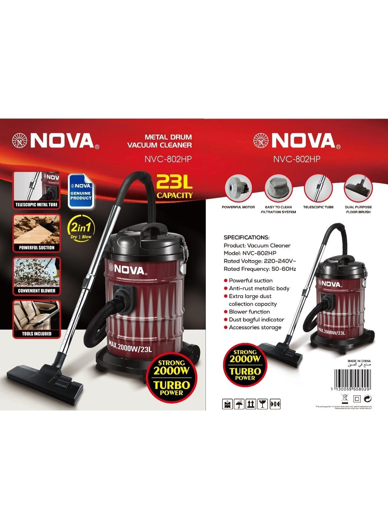 Metal Drum Vacuum Cleaner (NVC 802HP)