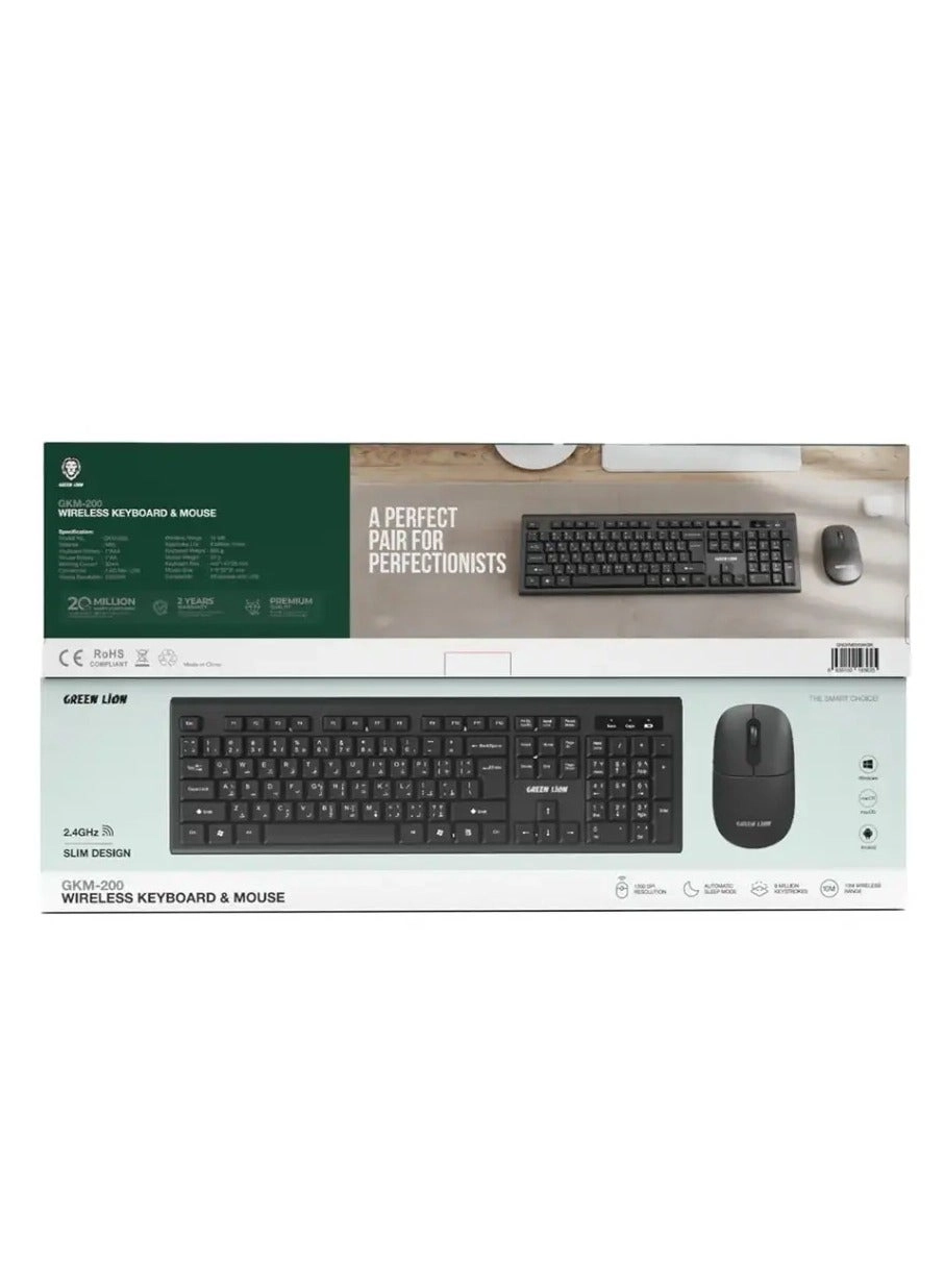 GKM-200 - Wireless Keyboard and Mouse Combo Black