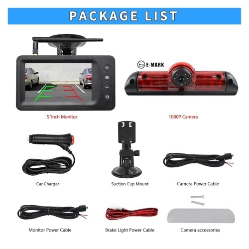 Brake light camera - Night vision + 5 inch Monitor