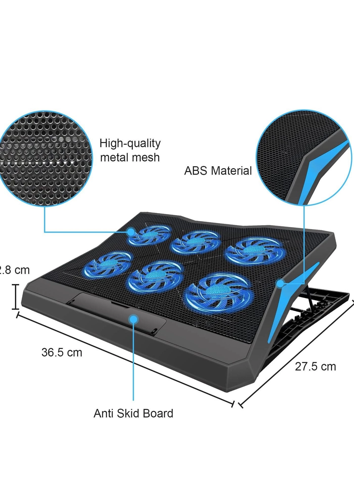 Laptop Cooling Pad - USB Powered Black/Blue