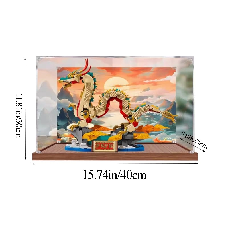 Clear Acrylic Display Case (80112) - 15.74x7.87x11.81in. Wood Bottom+background