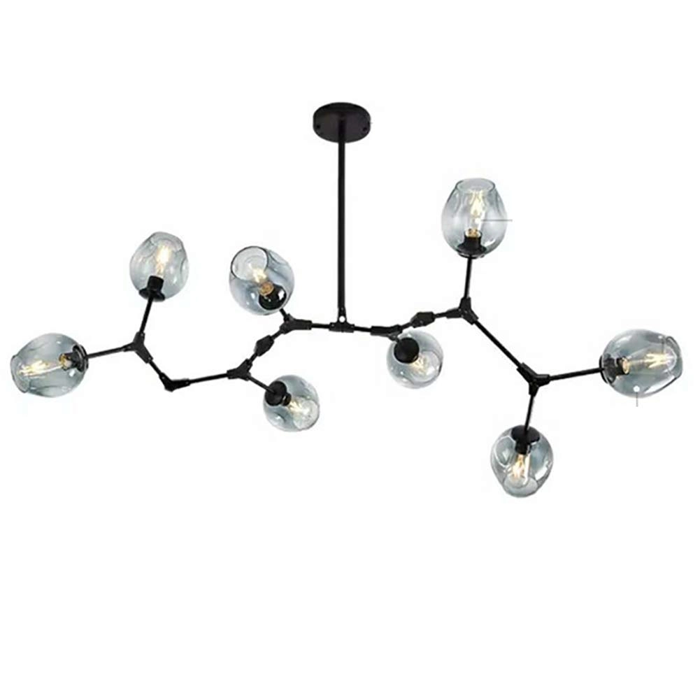 Minimalist Glass Bubble Ball Chandelier - E27 8 heads Gradient smoke gray lampshade
