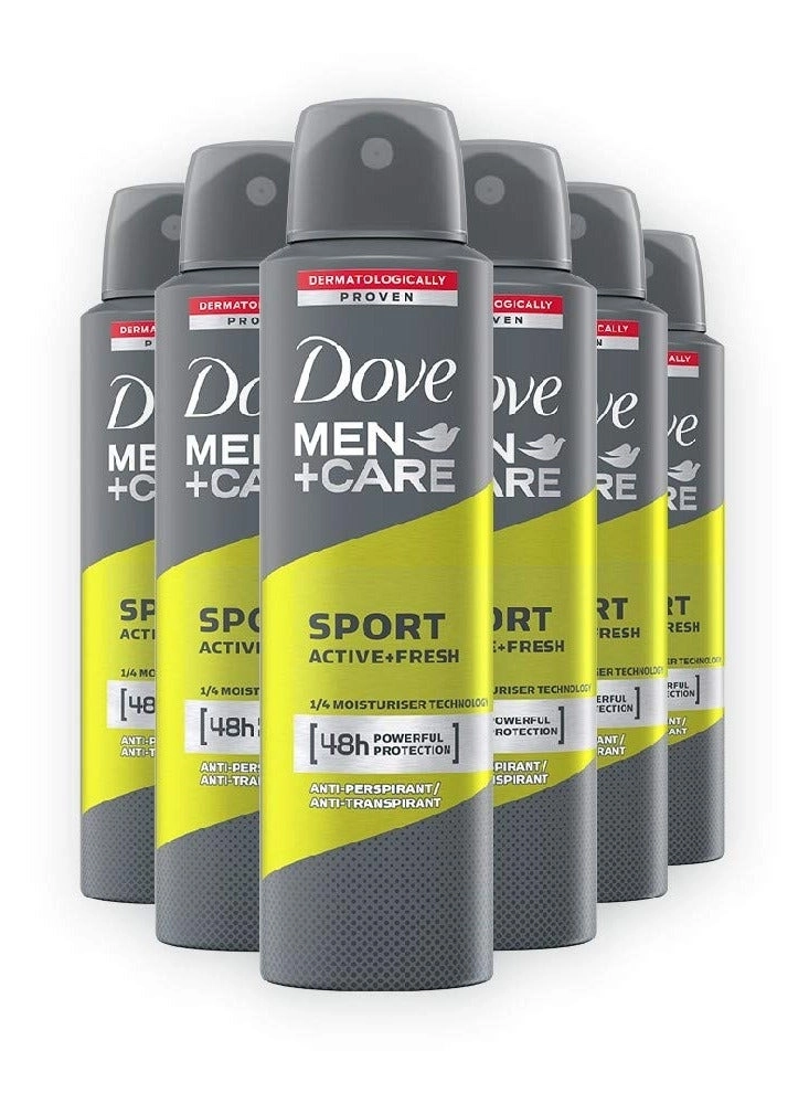 Dove Men Plus Care Sports Fresh Deodorant Spray - 150ml 6-Pack