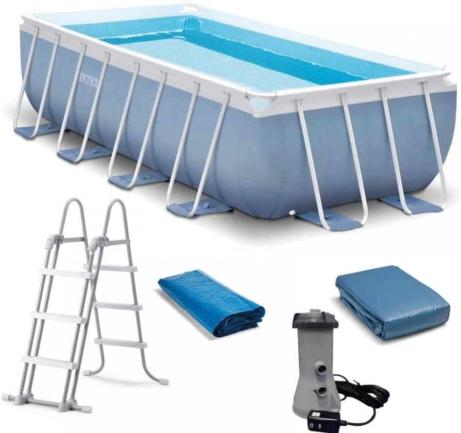 Intex Prism Frame Rectangular Pool Set - 16ft x 8ft x 42" Gray