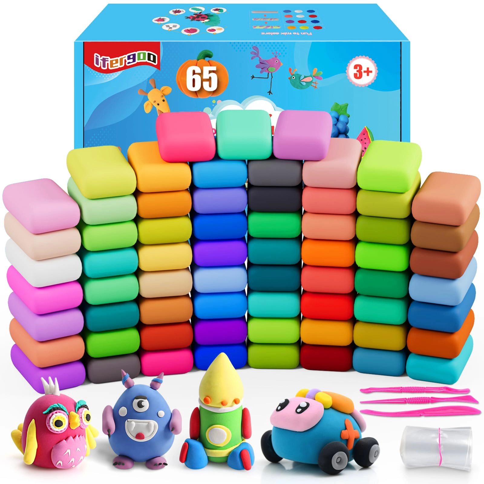 iFergoo Modeling Clay Kit 65 colors 3+ years