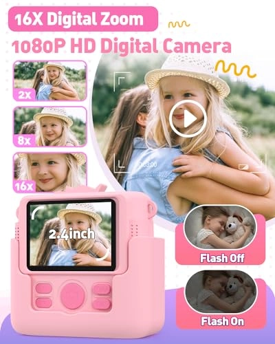 instant print camera for kids - 1080P 8MP