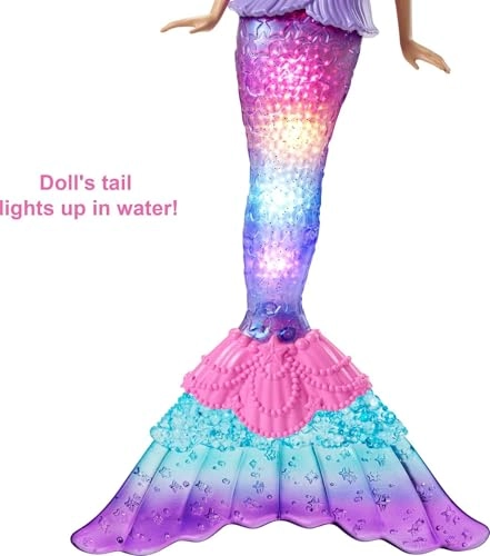 Dreamtopia Twinkle Lights Mermaid Doll - Water-Activated Twinkle Light-Up Tail Purple-Streaked Hair Ages 3+