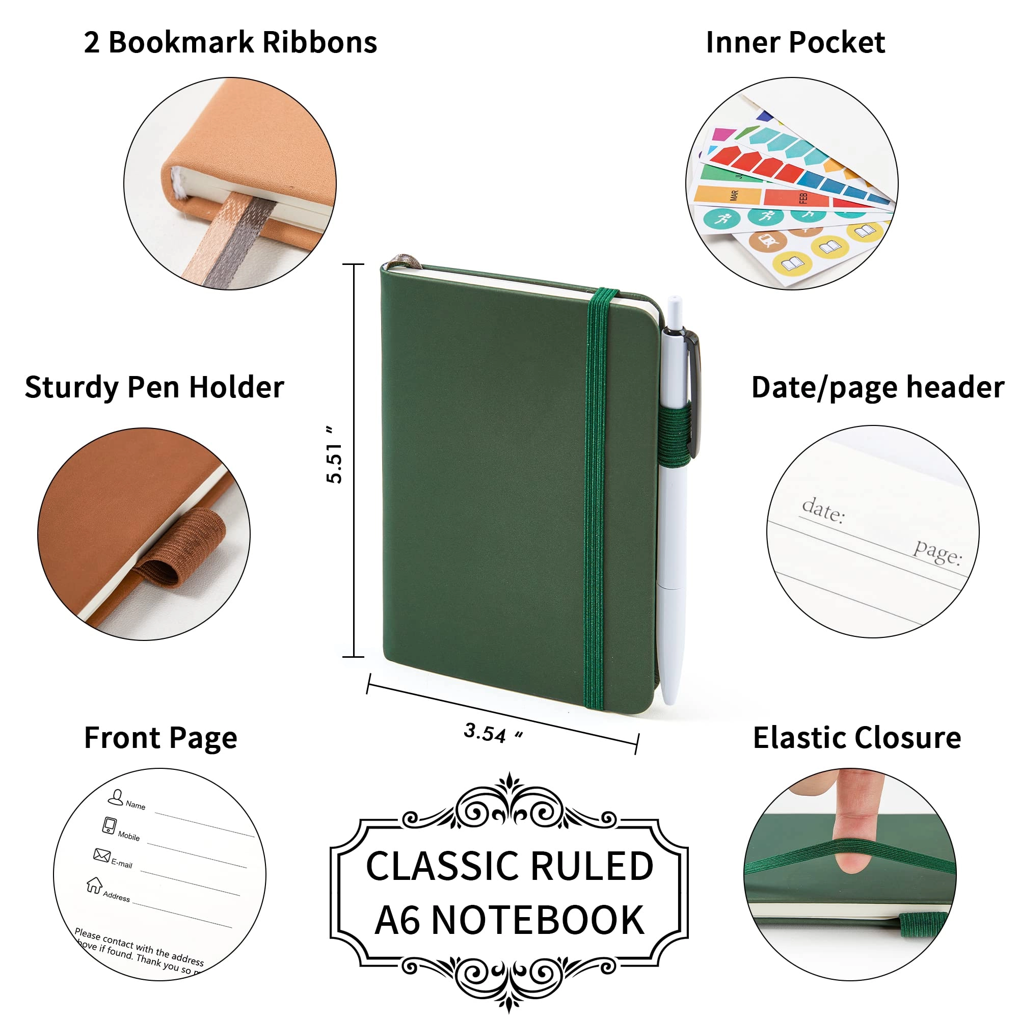 Pocket Notebook A6 Hardcover - Lined 56 Sheets
