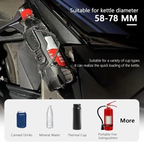 Motorcycle Water Bottle Holder - 22-25MM Adjustable Black