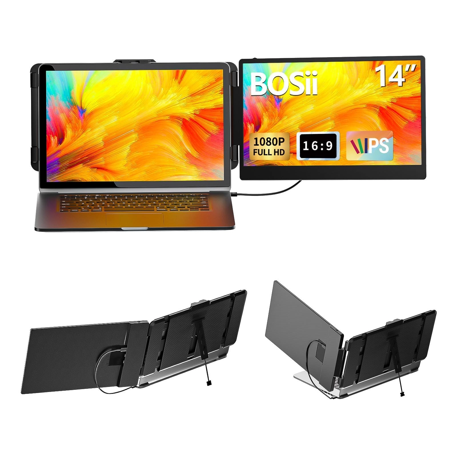 BOSII Portable Laptop Screen Extender - 1920x1080 14 Inches