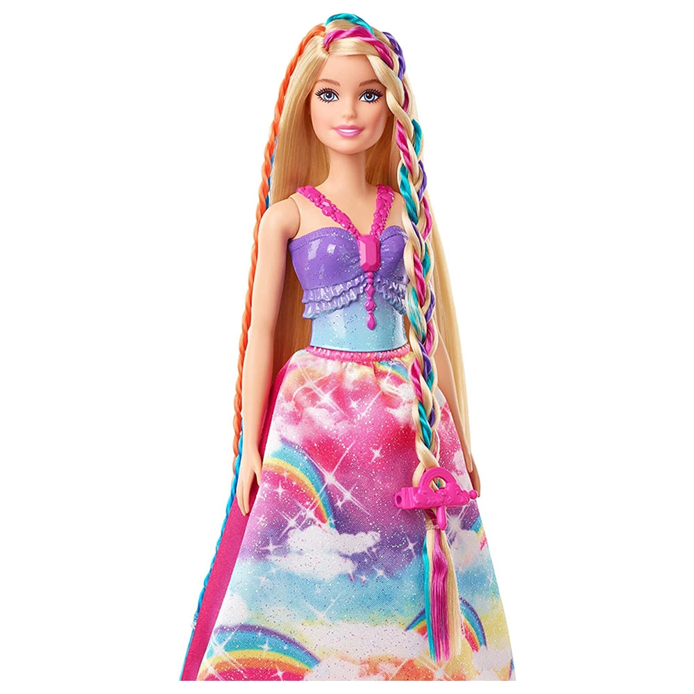 Barbie Dreamtopia Fantasy Braid Twist N Style Rainbow Hair Doll Playset - Twisting Tool Styling Accessories Ages 3+