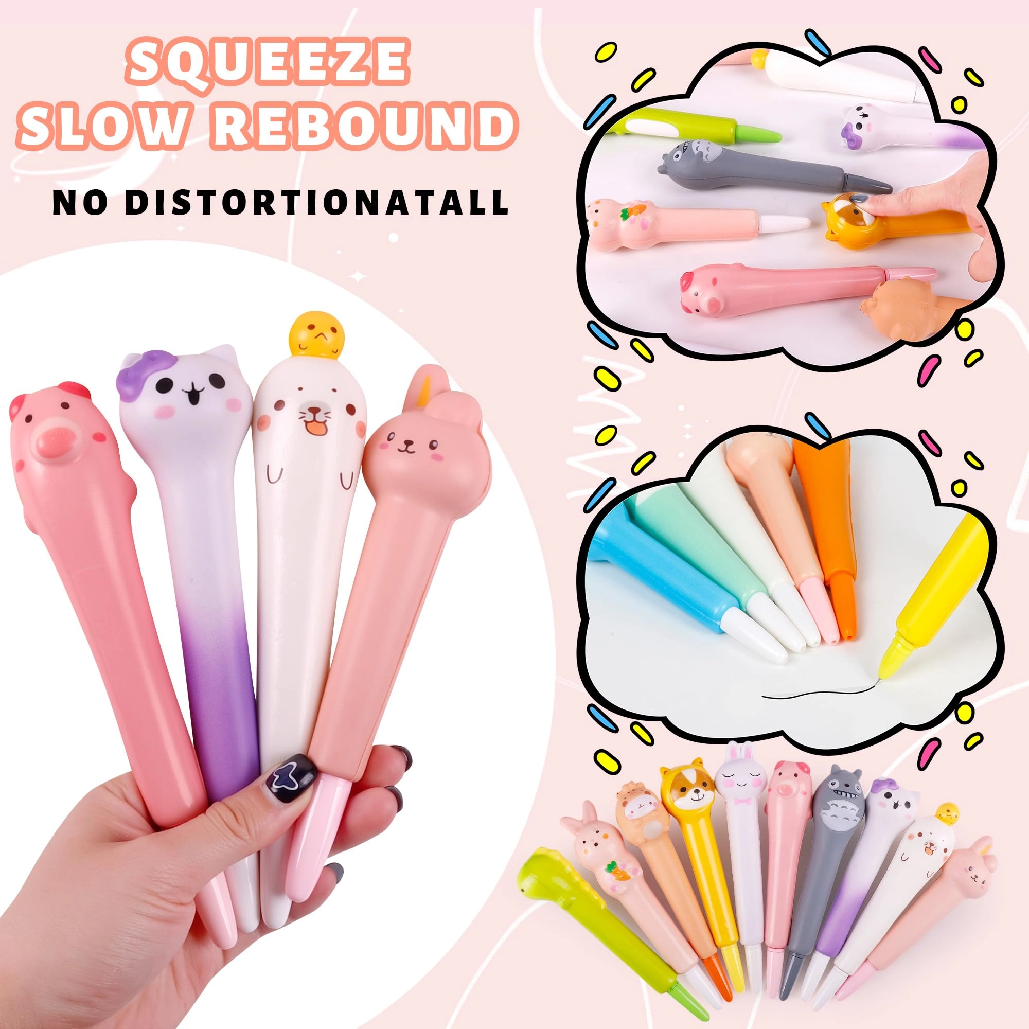 Cute Pens squishy pens - 10 Pack 0.3mm
