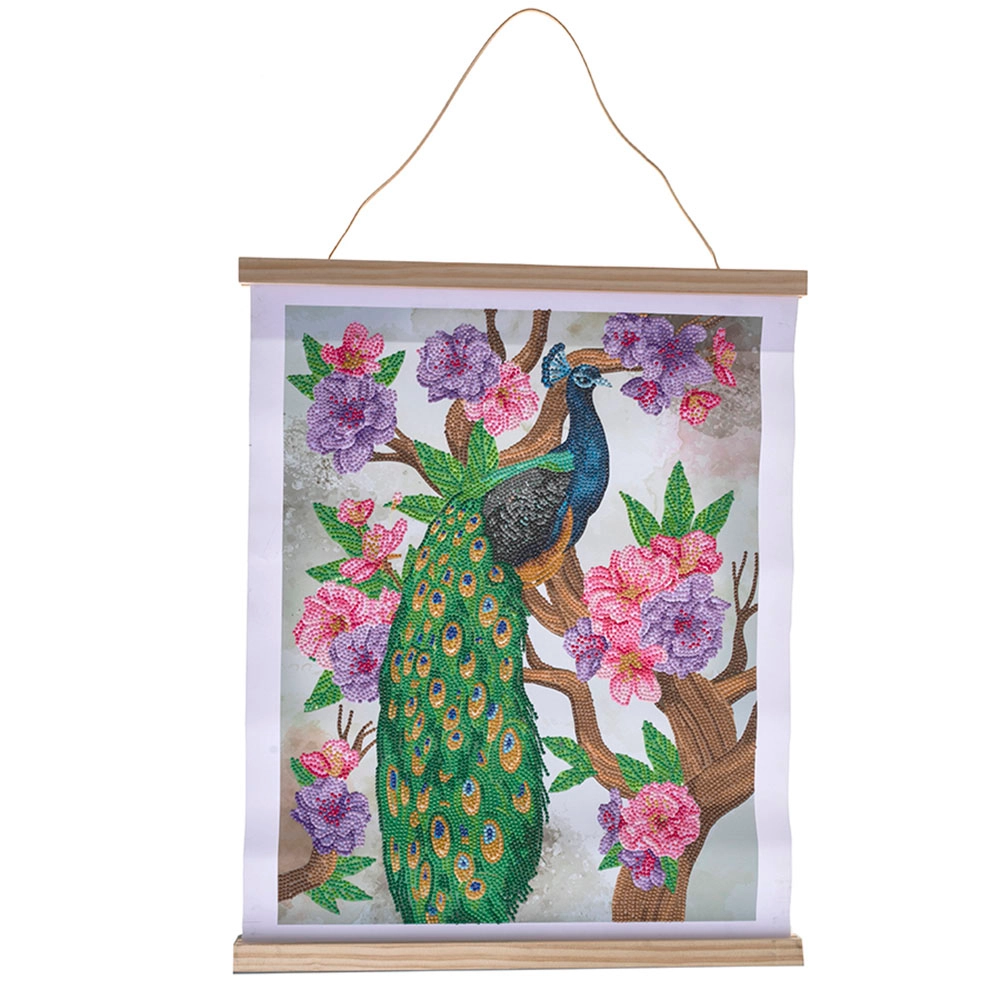 Crystal Art Scroll - Peacock Peony