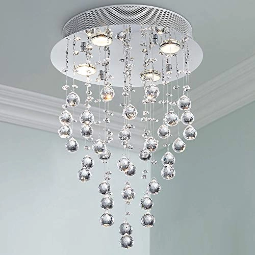 AK-AJ-18087 - Crystal Round Raindrop Chandelier 14 inch x 20 inch 4 GU10