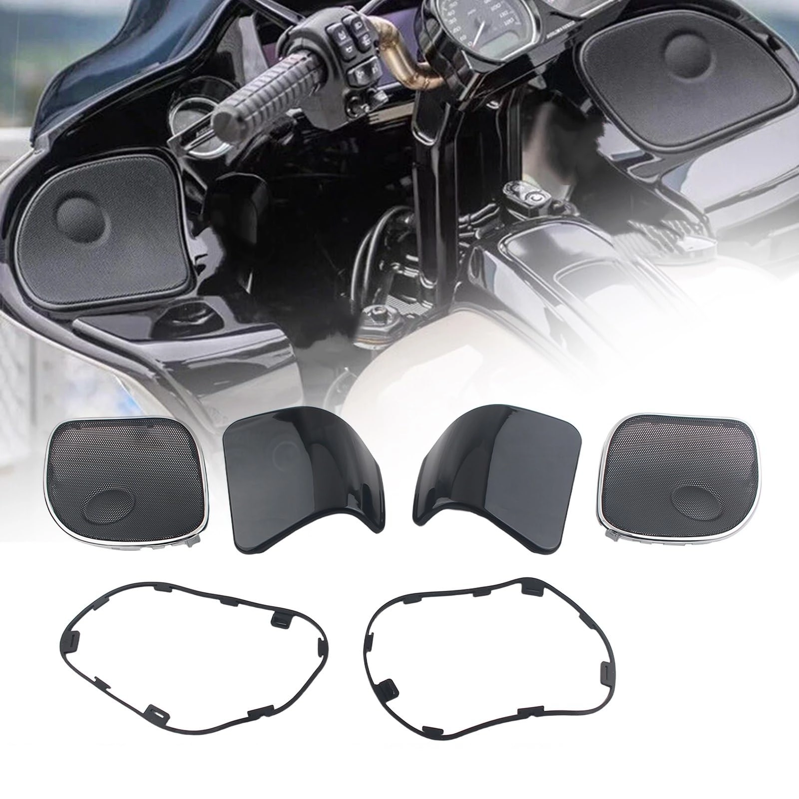 SlowFINest Front Speaker Grill Cover + Glove Box Door Cover - Harley Road Glide 2015-2023