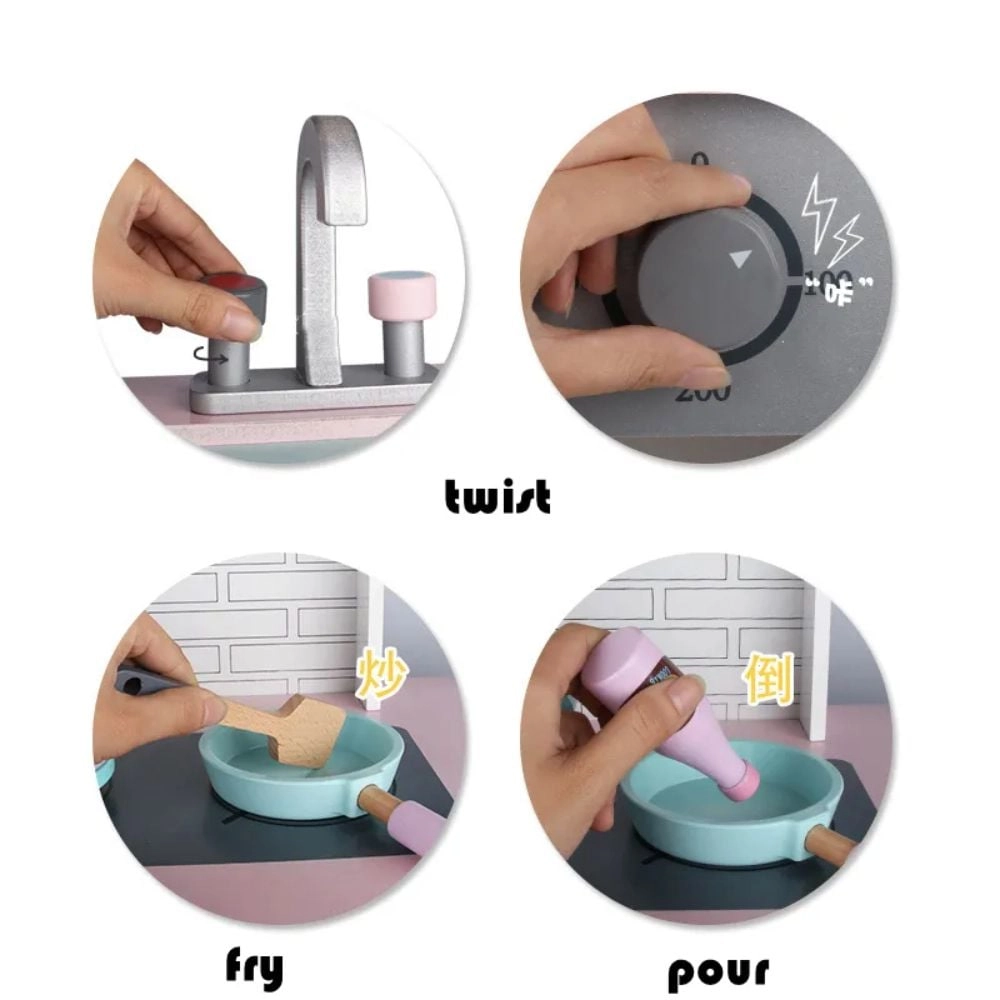 Kids Wooden Refrigerator C model kitchen Playset (GB-MNS19033)