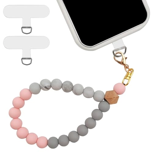 Beaded Phone Bracelet Strap - 2 Pcs Patches Black