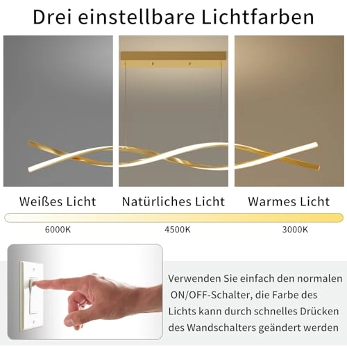 Modern Golden Pendant - 120CM Remote Control Dimmable