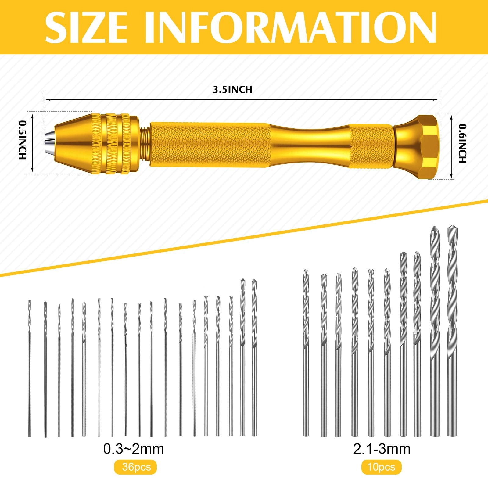 Hand Drill Bits Set - 57 Pieces + Pin Vise Hand Drill - 1 Piece + Micro Twist Drill Bits - 46 Pieces 0.1-1mm + PCB Mini Drill Bits - 10 Pieces