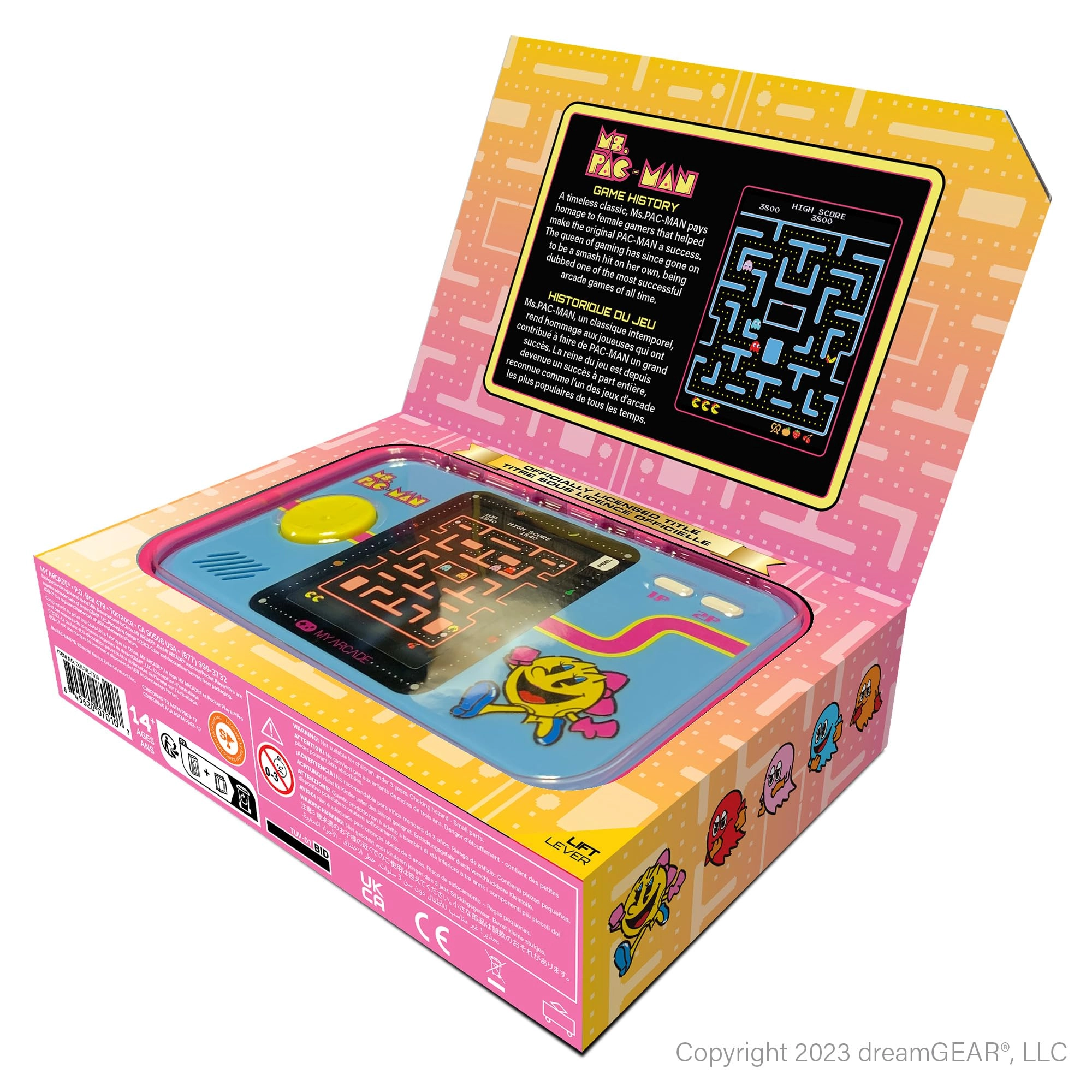 Pocket Player Ms.Pac-Man - Pink & Blue 2.75" display