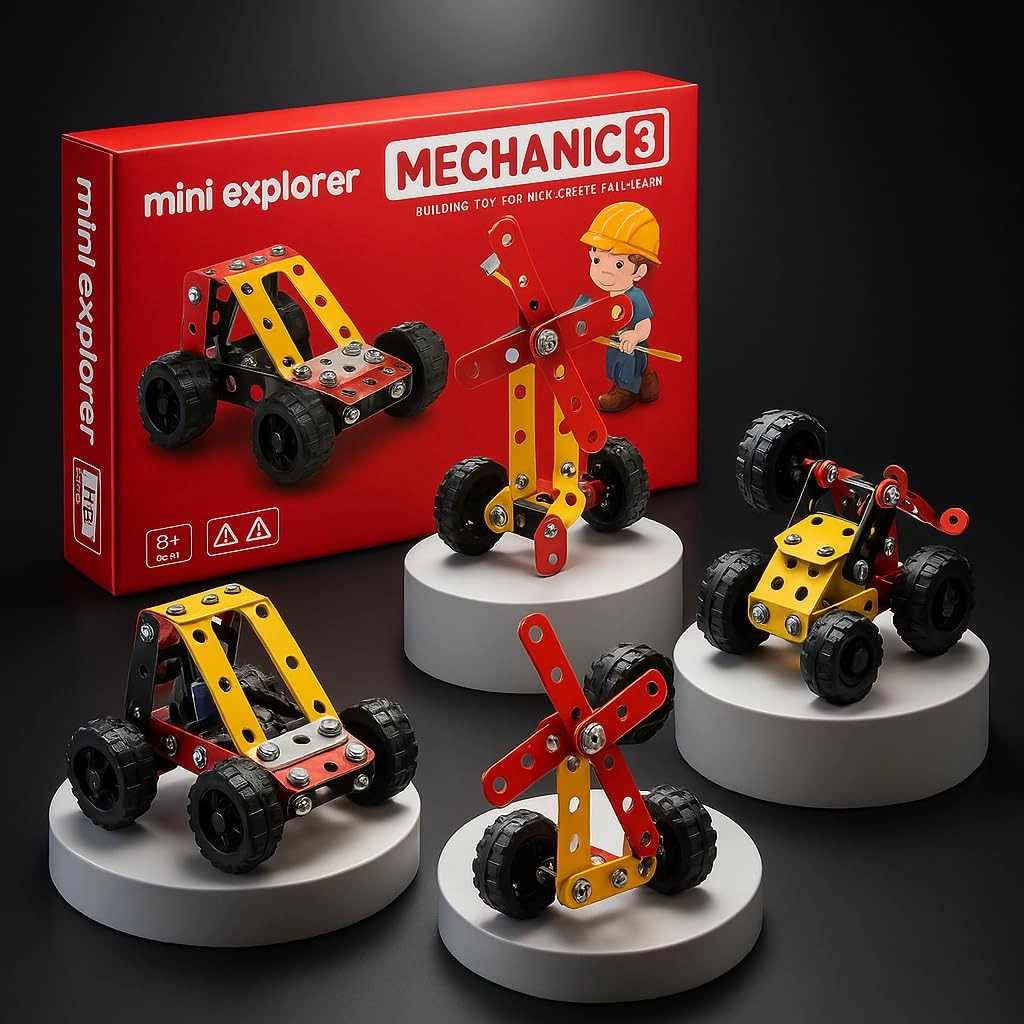 MiniExplorer Metallic Building Blocks (Mechanic) - 14-in-1 Educational STEM
