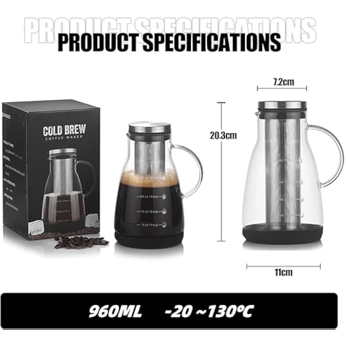 Cold Brew Coffee Maker - 64 Oz Stainless Steel Filter