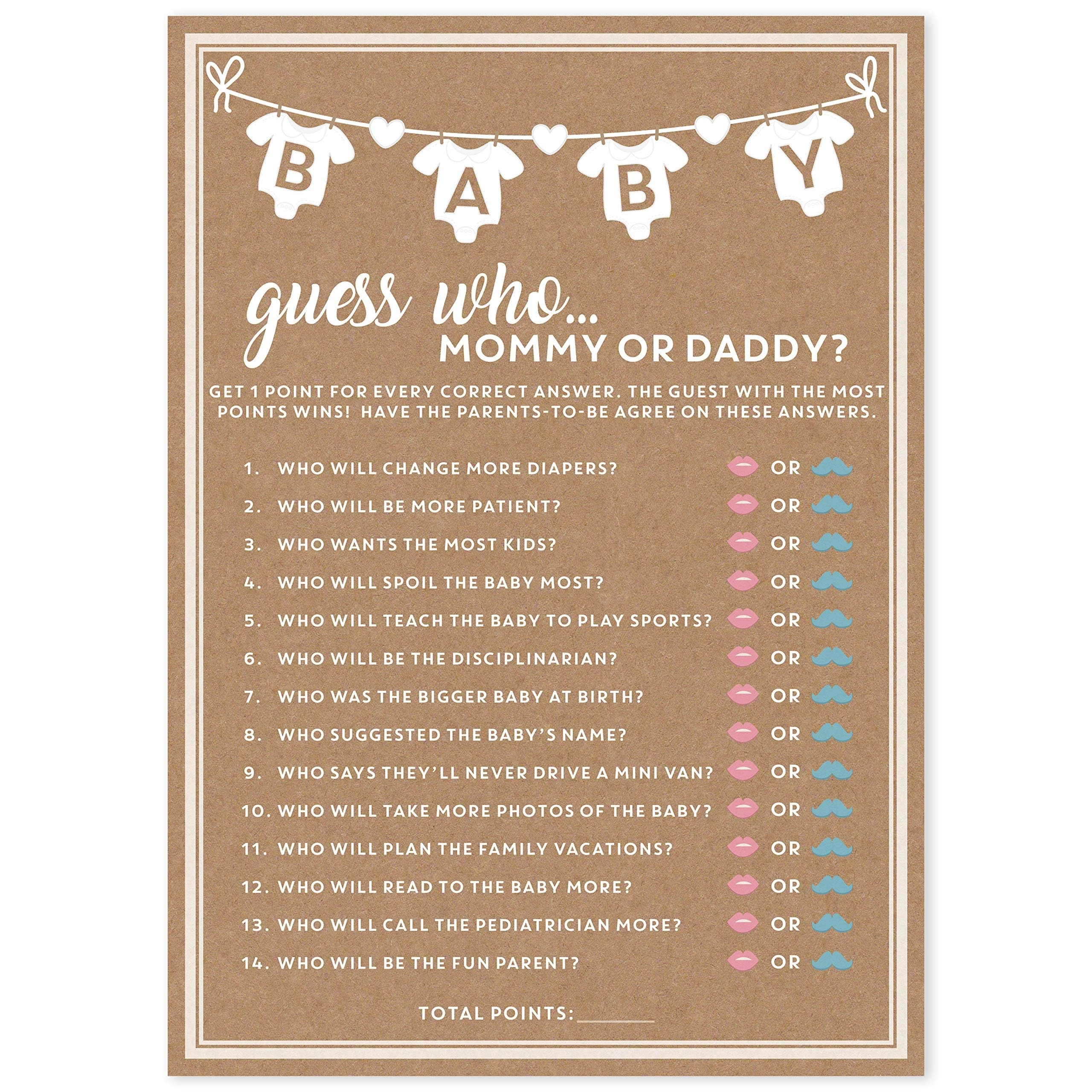 Party Hearty Baby Shower Games - 50 pcs