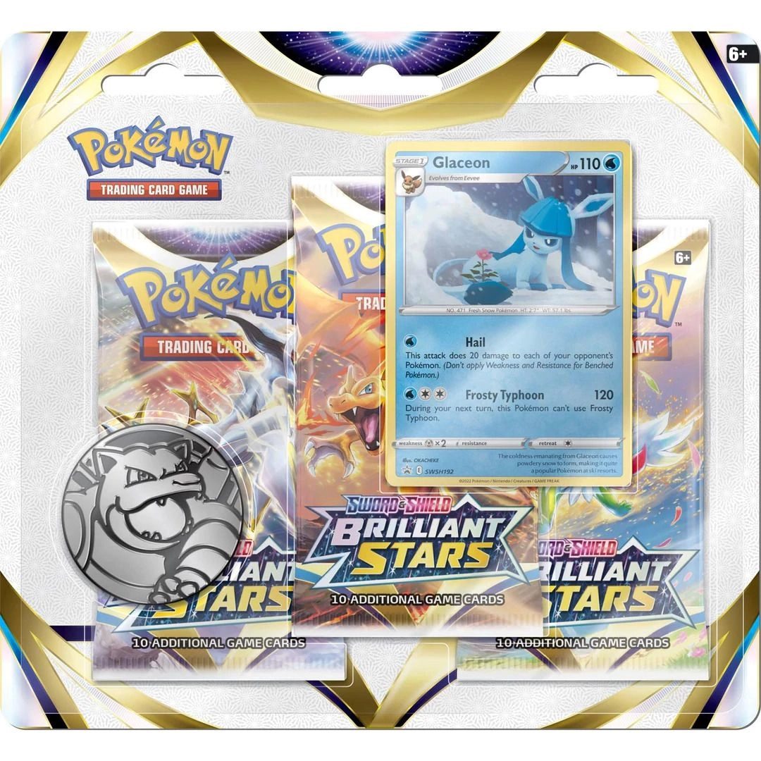 Pokémon Sword and Shield 9 - Brilliant Stars Three Booster Blister